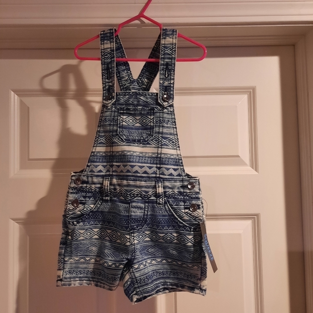 Squeeze Denim Bibs Shortalls Girls Size 6 Aztec Print